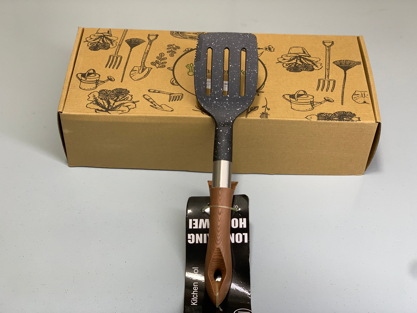 Kitchen Spoon Set 3 in 1 with wooden textured Handle