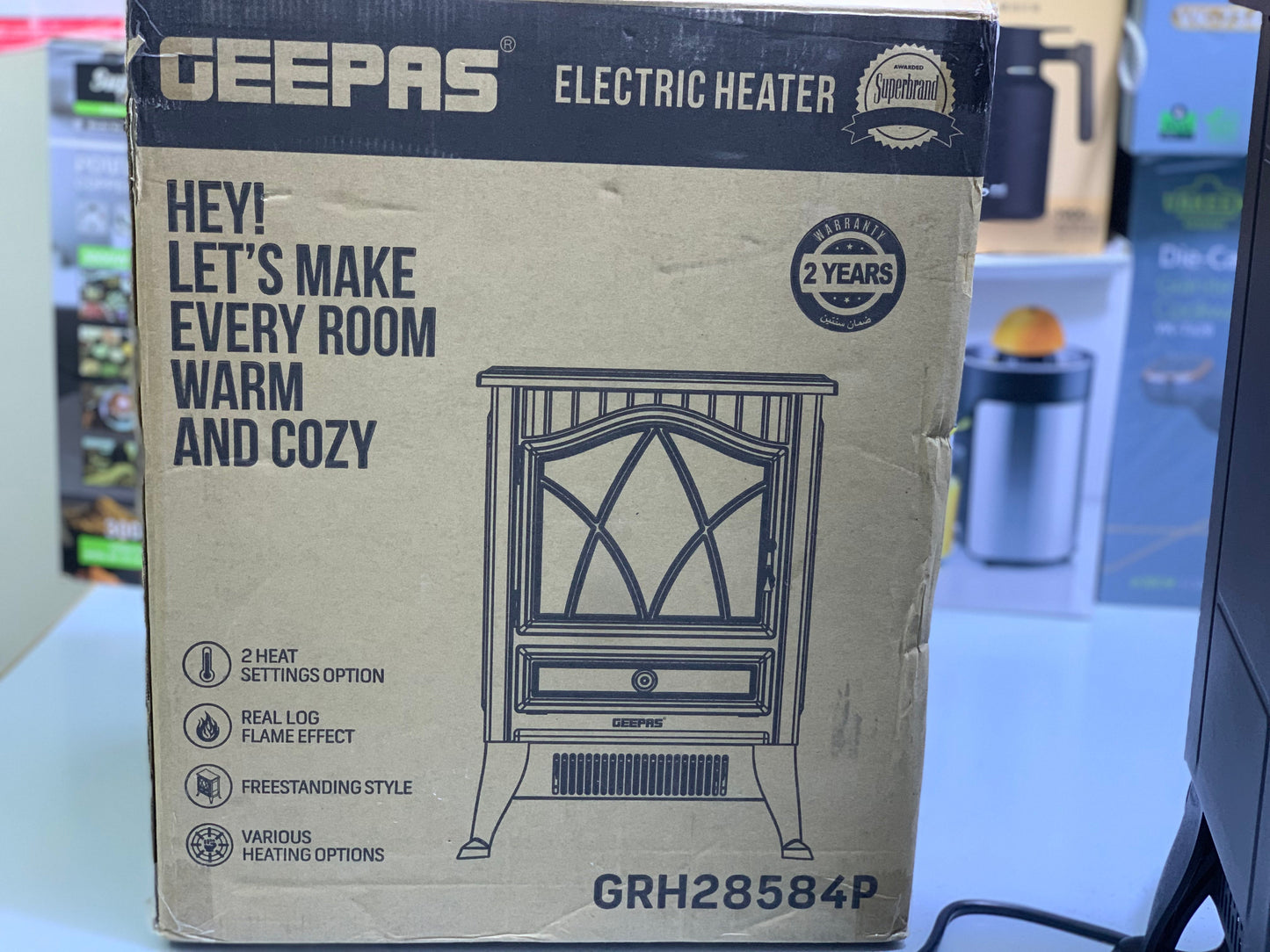 Geepas brand 3D electric artificial flame heater 1800 watt Model: 28584