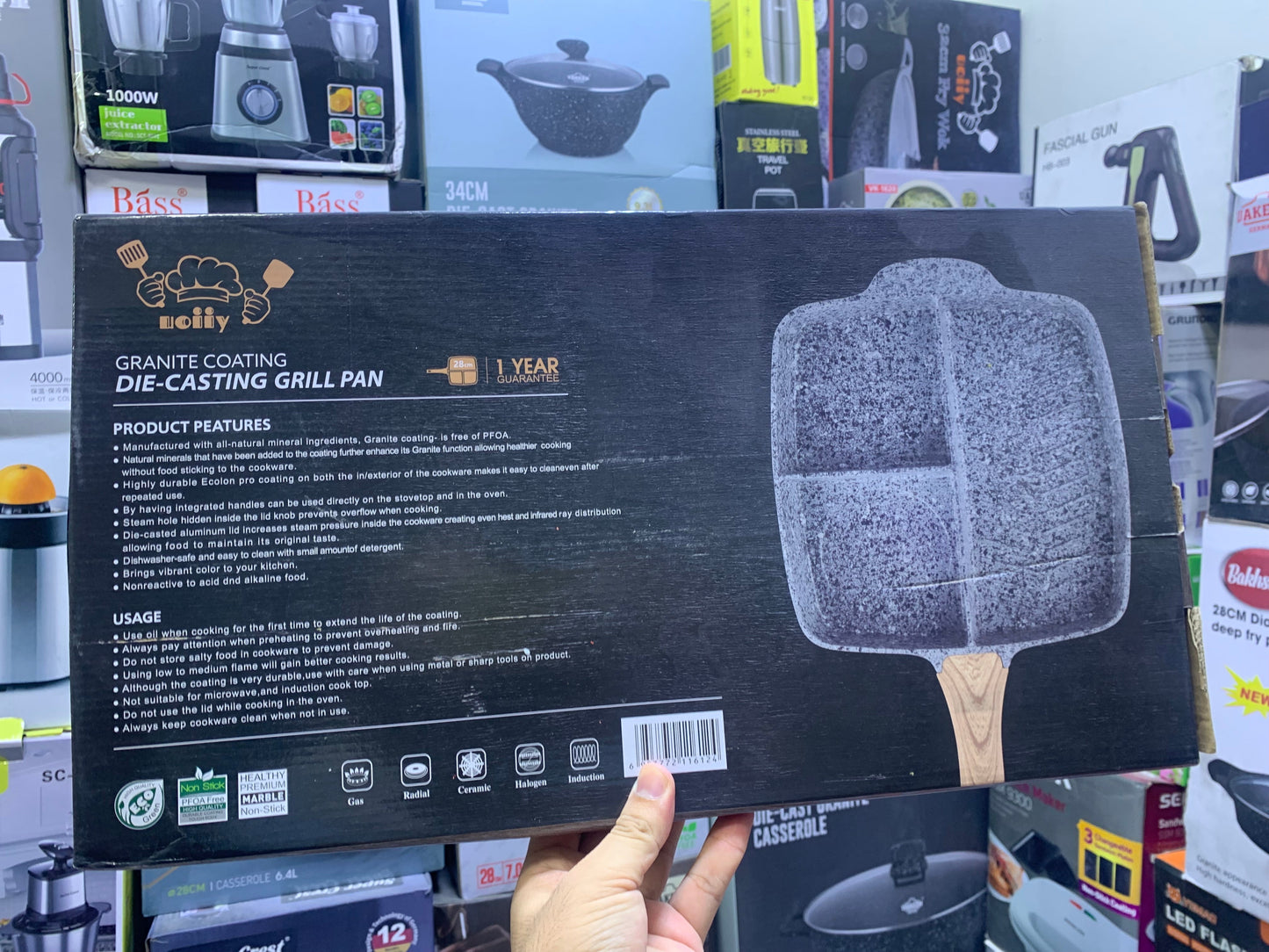 UIIOY Universal Granite Die Cast Grill Pan 28cm