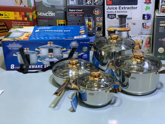 Peterhof 8 Pieces Cookware Set, 18/10 High Quality Stainless Steel