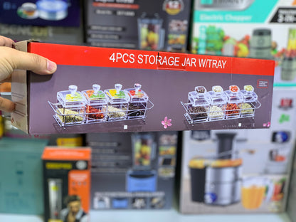 4 Pieces Kitchen Storage Organizer , Spice seasoning 🧂 Tanks , Airtight Kitchen Containers