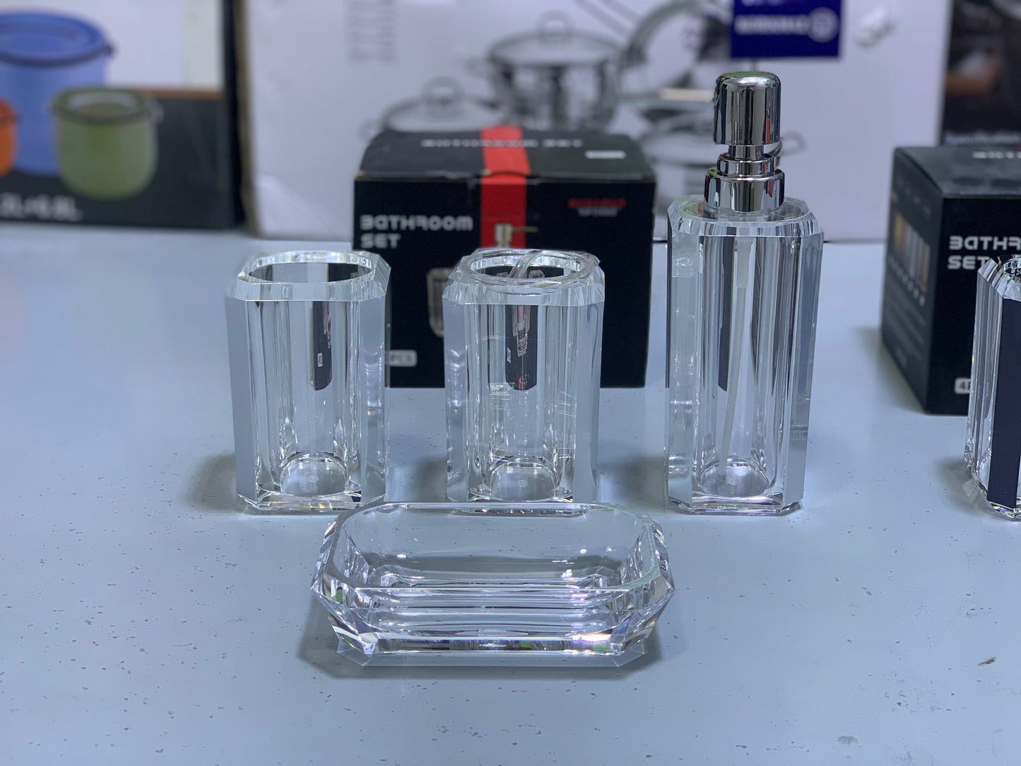 Acrylic Bathroom Set for Bathroom organization 4 Pieces