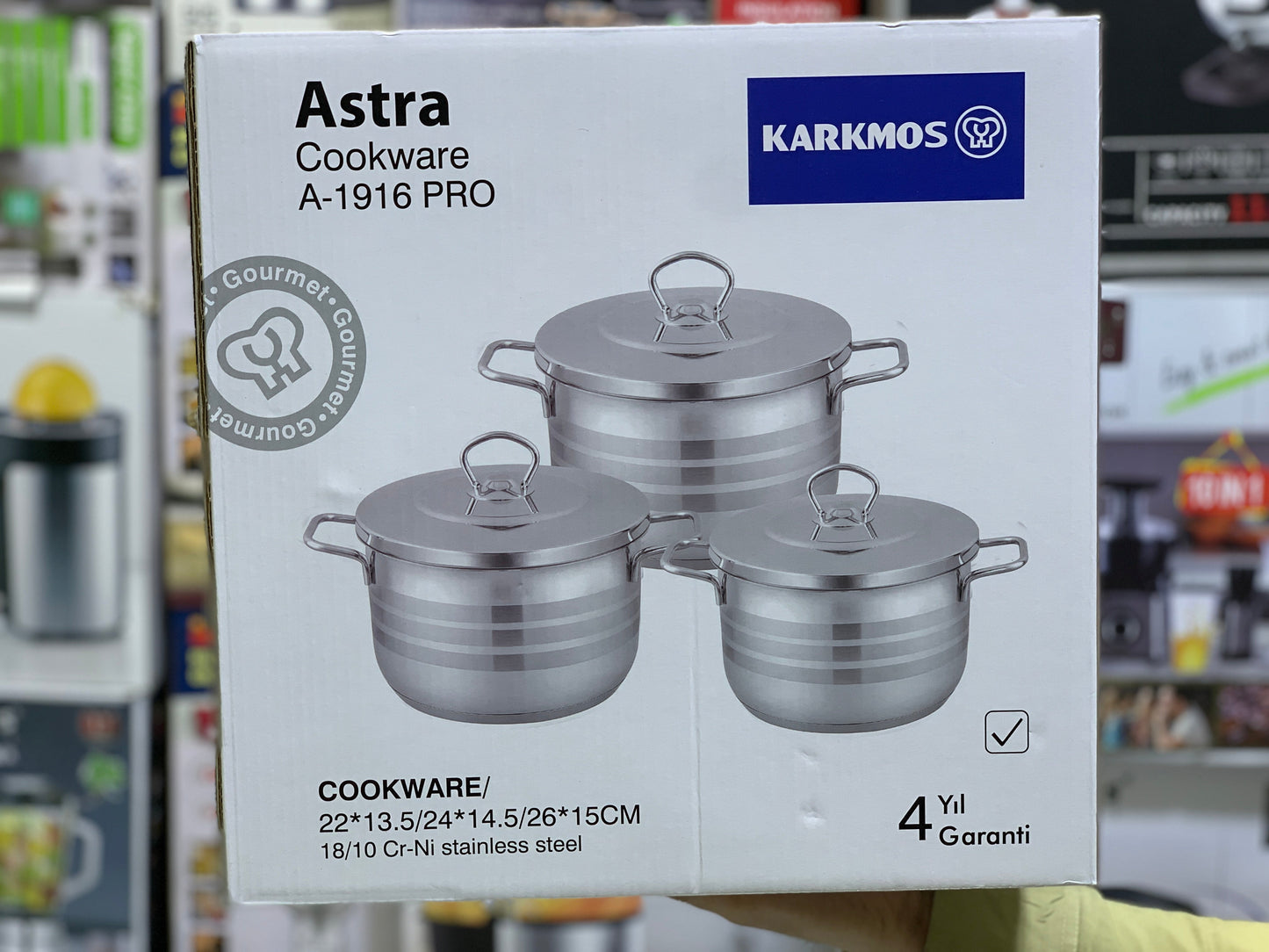 Karkmos 3 Pieces  Casseroles Cookware Set  Cri-Ni Stainless Steel