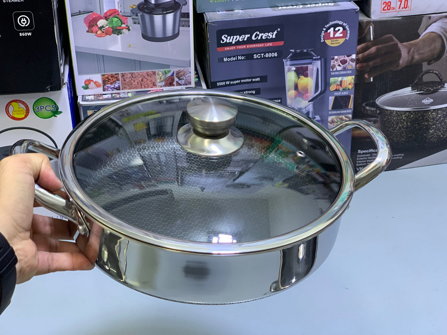 Laser Coating Shallow Casserole Honeycomb pattern And Non Stick (Size:26cm)