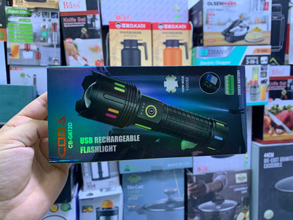 COBA Handheld Torch Model: CB-G672D USB Rechargeable Flashlight