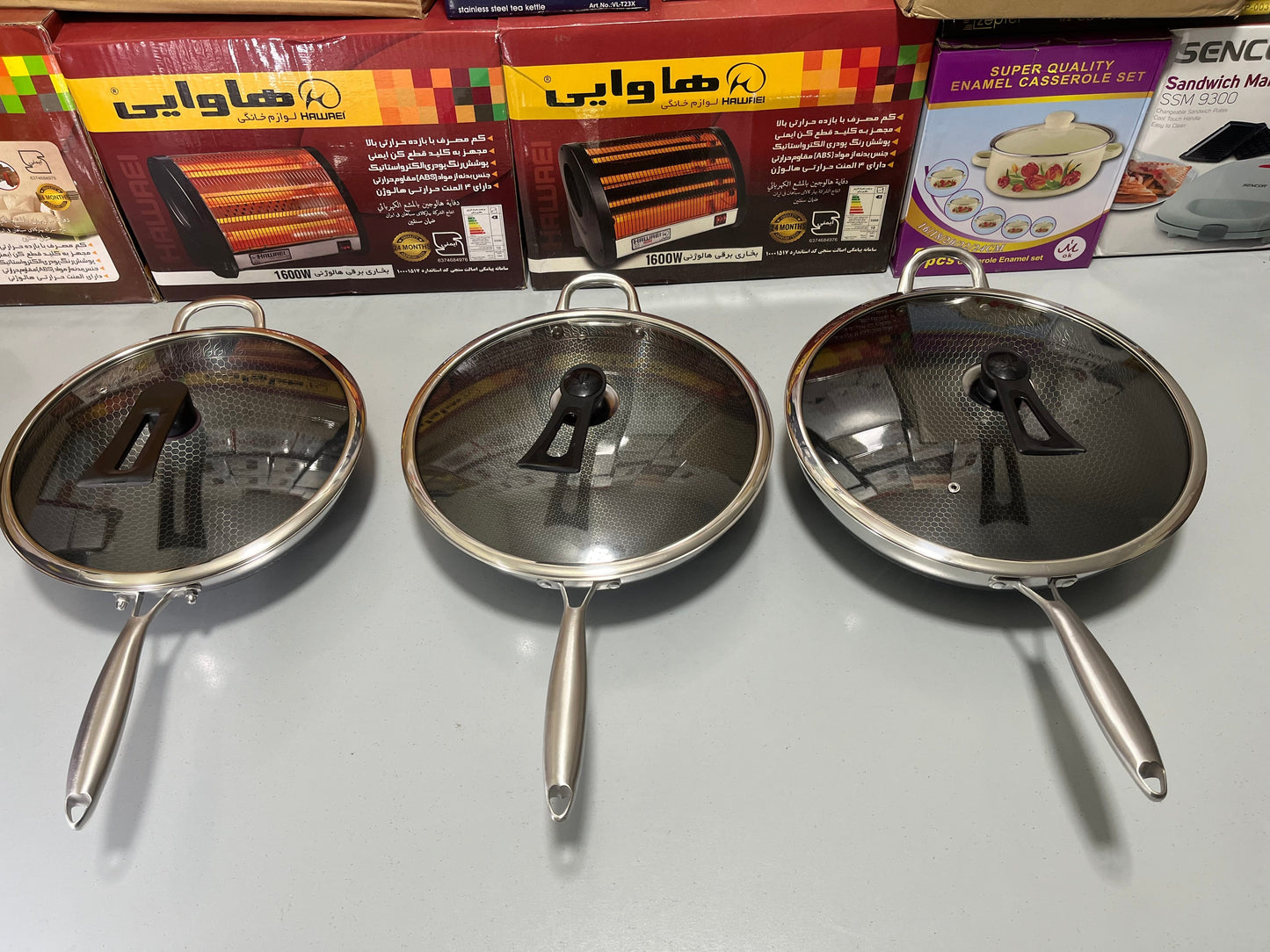 HoneyComb Laser Coating Deep Frying Pan