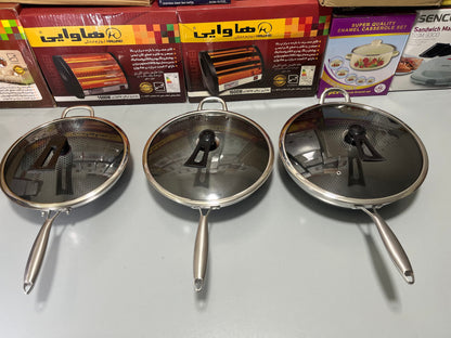 HoneyComb Laser Coating Deep Frying Pan