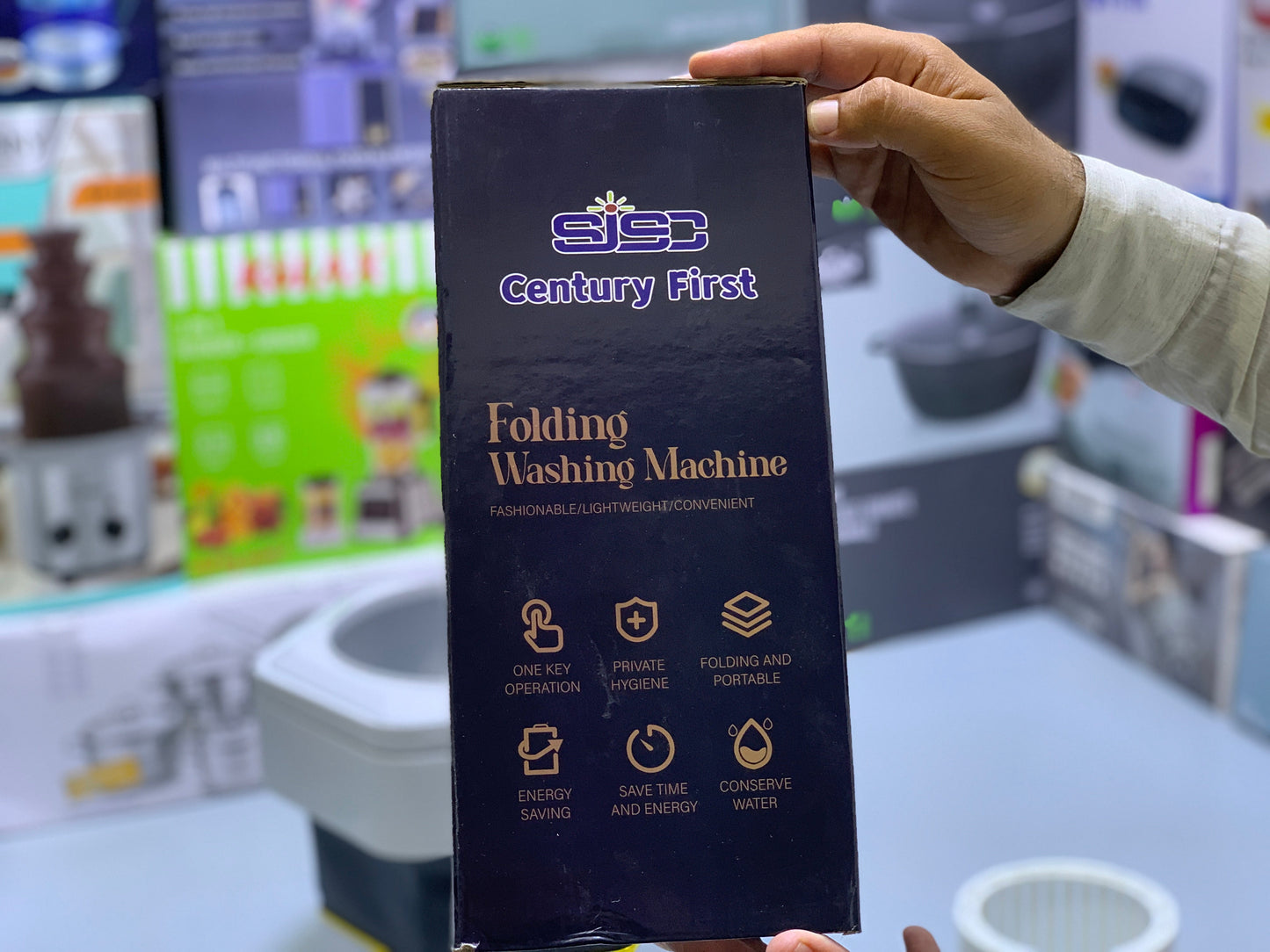 Folding portable washing machine