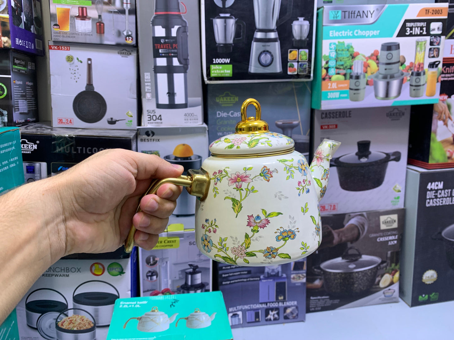 Enamel Coating Stylish Tea Kettles Two Pieces