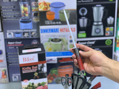 Bass Kitchen Knife Set 8 Pieces with Rotating and Folding Stand