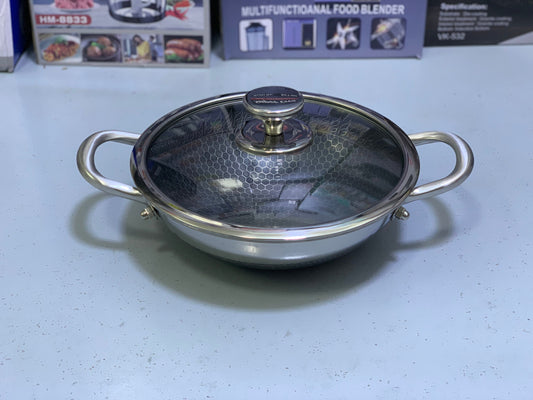 Laser Coating Shallow Type Casserole Handi- Shape Stainless Steel (Size:26cm)
