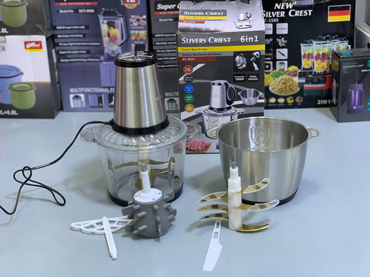 6 in 1 Food Chopper and Lasi maker double bowls and double blades