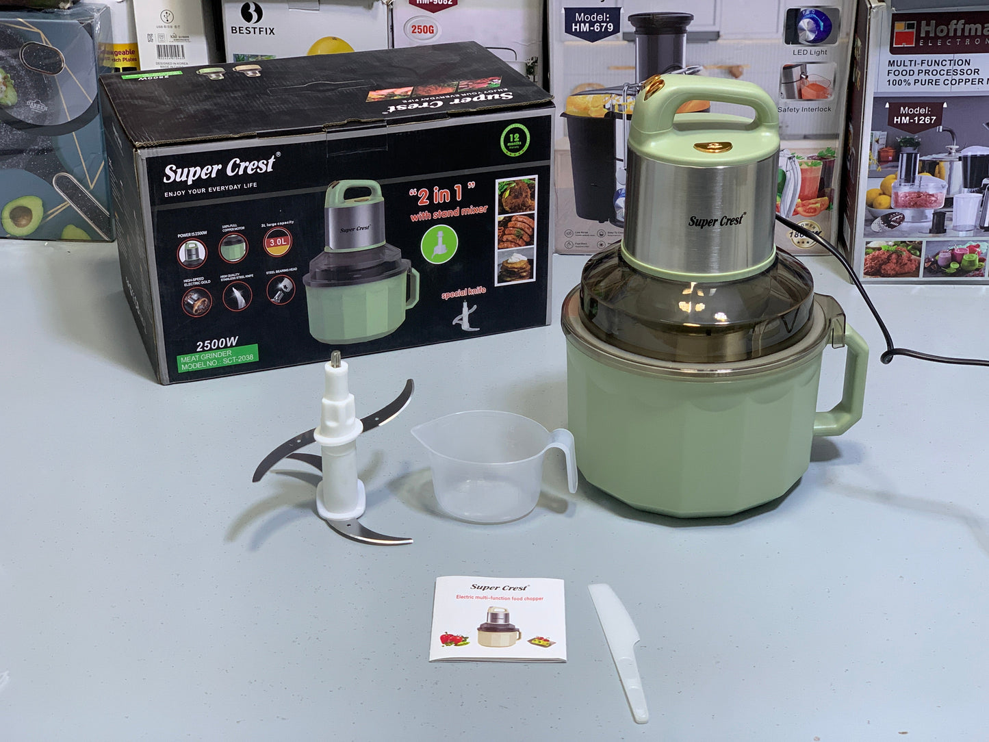 Super Crest 2 in 1 Meat Grinder/ Chopper and Stand Mixer 2500w Model: SCT 2038