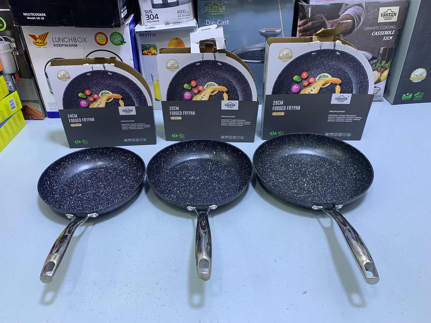 UAKEEN Germany Forged Frying Pan Granite Coating Flat Surface