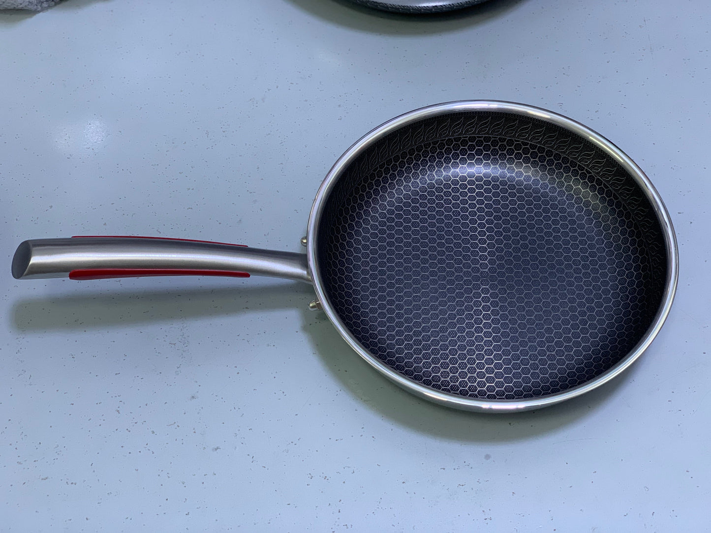 Laser Coating Frying Pan Stainless Steel Honeycomb Pattern Skillet without Lid
