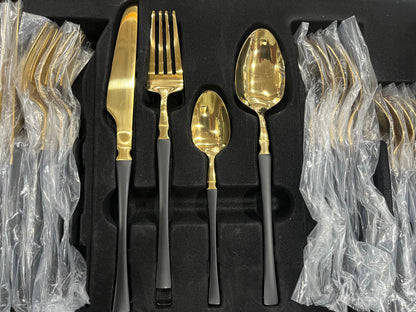 High Quality Polished Cutlery Set Golden and Half Golden Stainless Steel