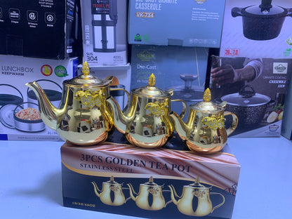 Golden 3 Pieces Tea Kettles