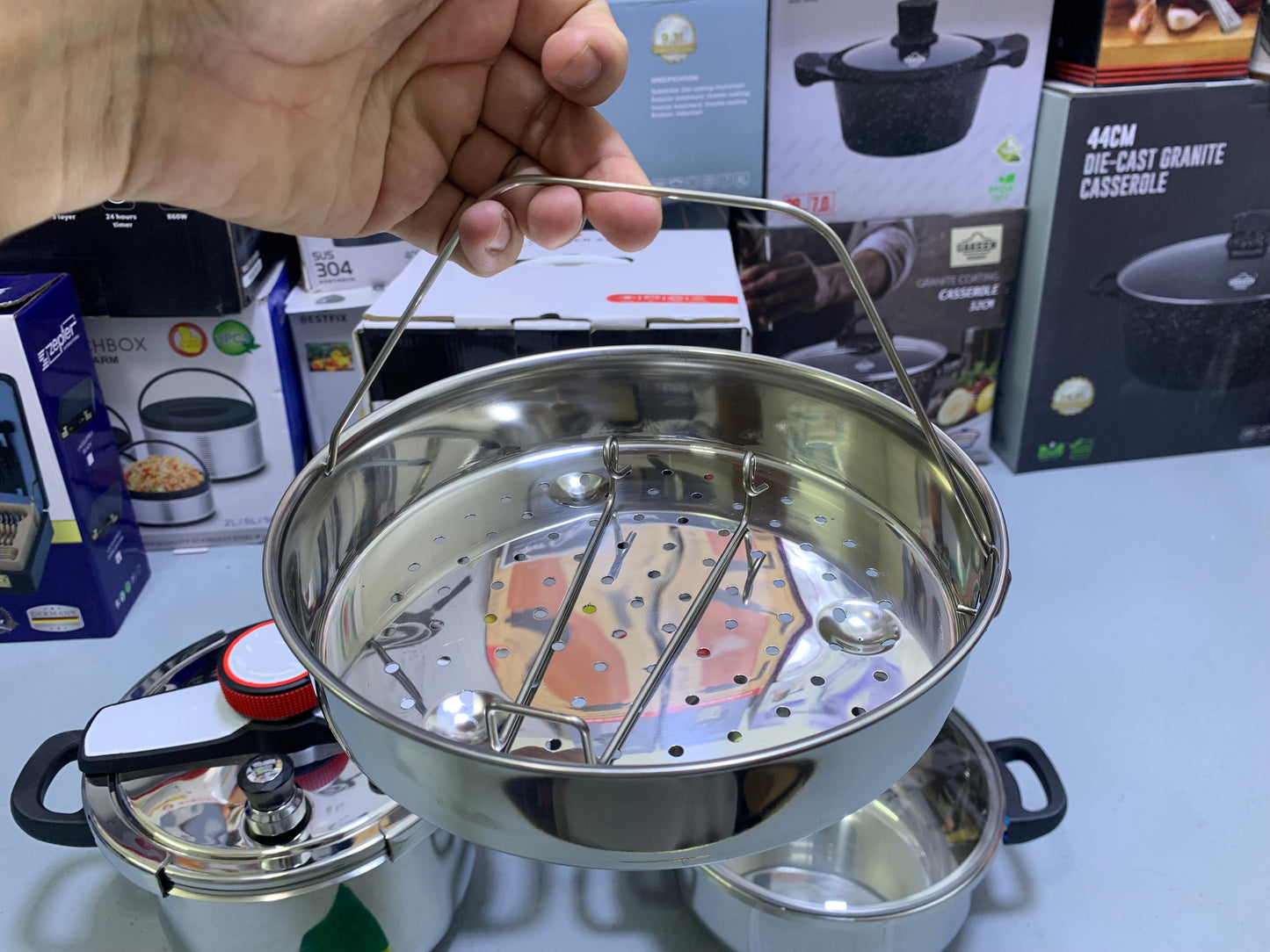 TEFAL 3 in 1 Pressure Cooker 5L and 7L Stainless Steel 18/10