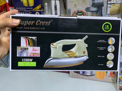 Super Crest Dry Iron 1200w  Power Consumption  Model SCT: 1034