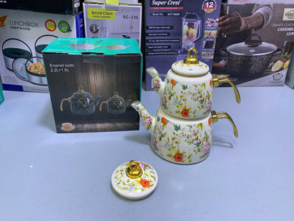 Enamel Coating Stylish Tea Kettles Two Pieces