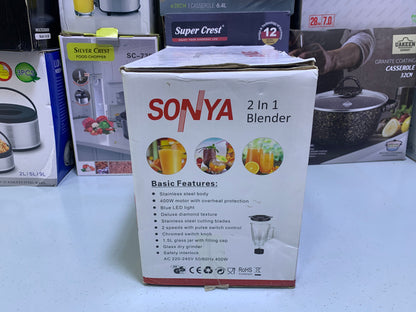 SONYA 2 in 1 Blender stainless steel Blades 400w 1.5L