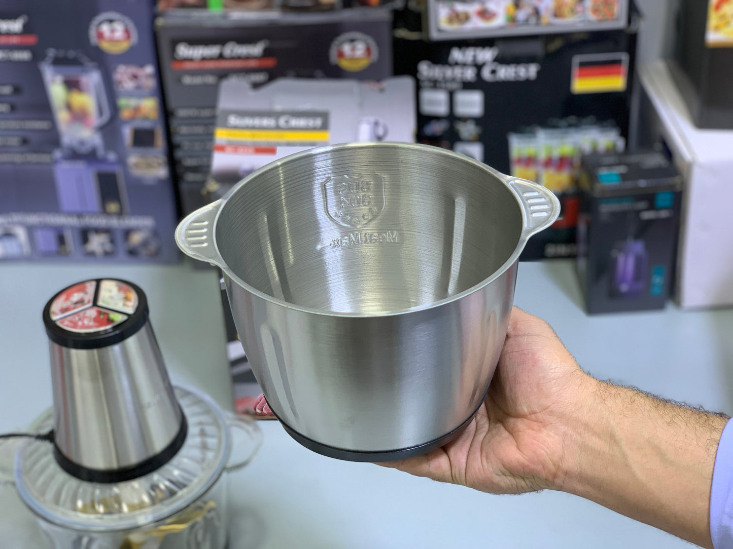 6 in 1 Food Chopper and Lasi maker double bowls and double blades