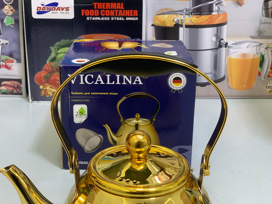 Vicalina Tea Kettles Goldens and Metal