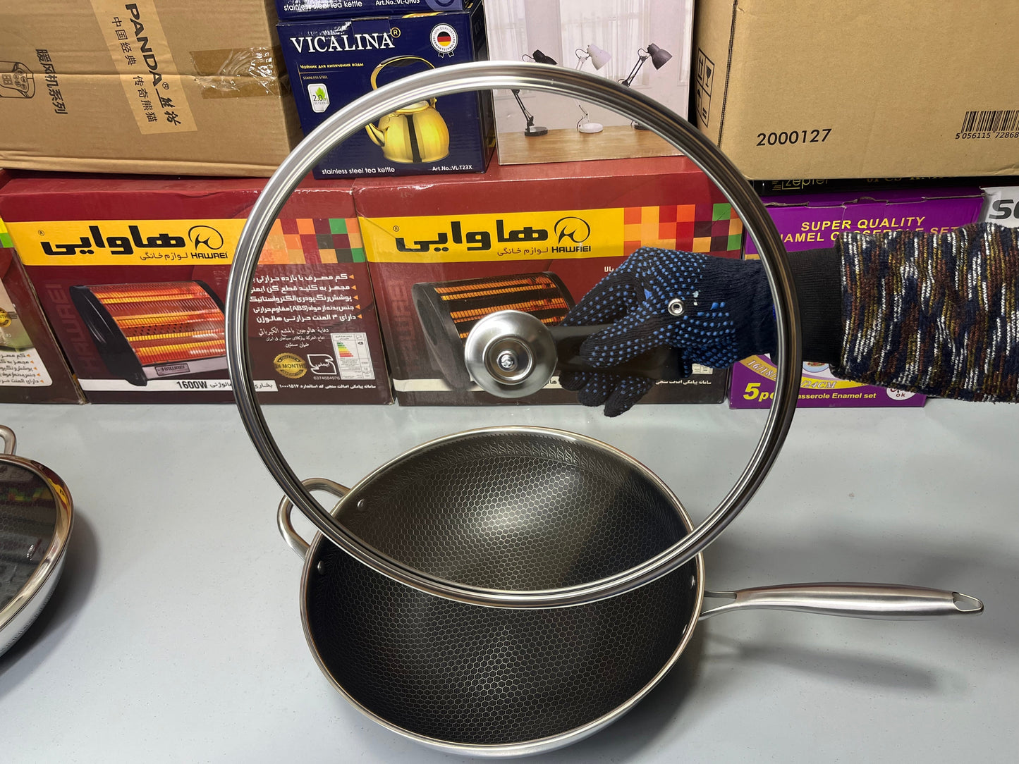 HoneyComb Laser Coating Deep Frying Pan