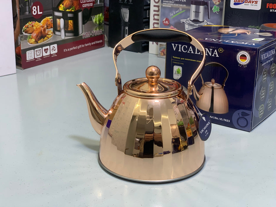 Vicalina Tea Kettles Goldens and Metal