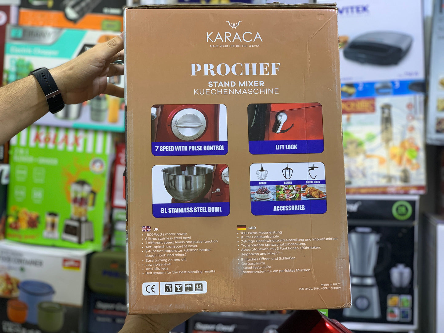 Karaca Prochef Stand Mixer – 8L Bowl | 1600W Motor | Metal Gear System