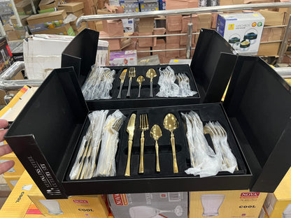 High Quality Polished Cutlery Set Golden and Half Golden Stainless Steel
