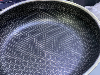 Laser Coating Frying Pan Stainless Steel Honeycomb Pattern Skillet without Lid