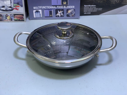 Laser Coating Shallow Type Casserole Handi- Shape Stainless Steel (Size:26cm)