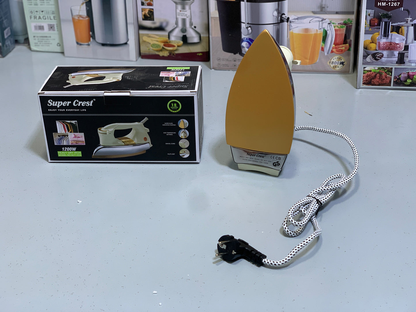 Super Crest Dry Iron 1200w  Power Consumption  Model SCT: 1034