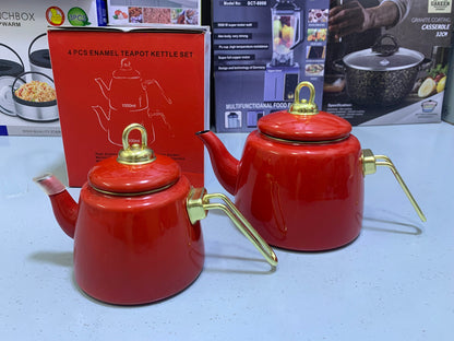 Turkish GuzelEmaye  2 Pieces Enamel Teapot kettle 1000ml and 2100ml