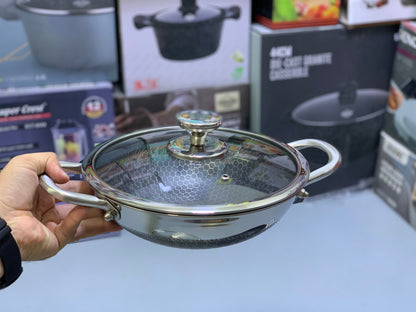 Laser Coating Shallow Type Casserole Handi- Shape Stainless Steel (Size:26cm)