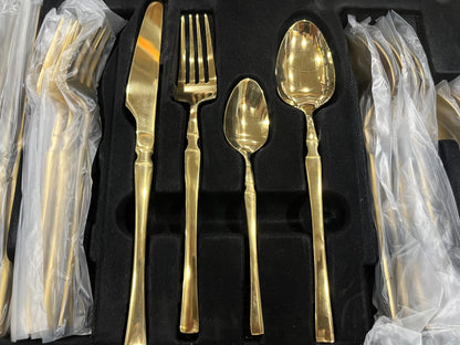 High Quality Polished Cutlery Set Golden and Half Golden Stainless Steel