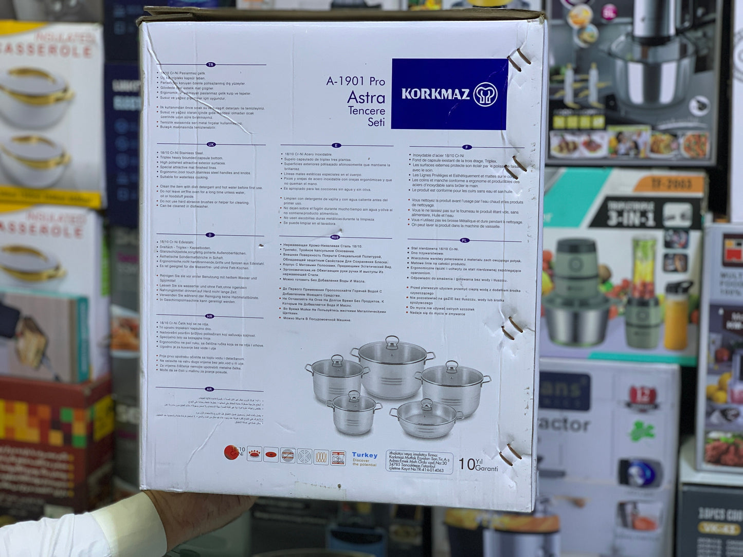 Turkey 🇹🇷 Brand Korkmaz Cookware Set 10 Pieces Stainless Steel Astra Tencere Seti 18/10 Cri-Ni