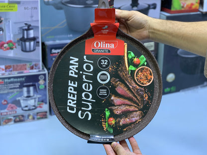 Non Stick Creepy Pans  - Pizza Pan and Tawa 32cm Granite Coating Color Dark Brown