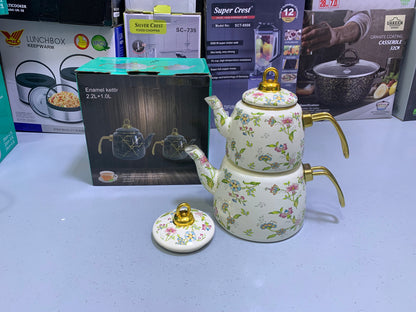 Enamel Coating Stylish Tea Kettles Two Pieces