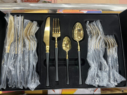 High Quality Polished Cutlery Set Golden and Half Golden Stainless Steel