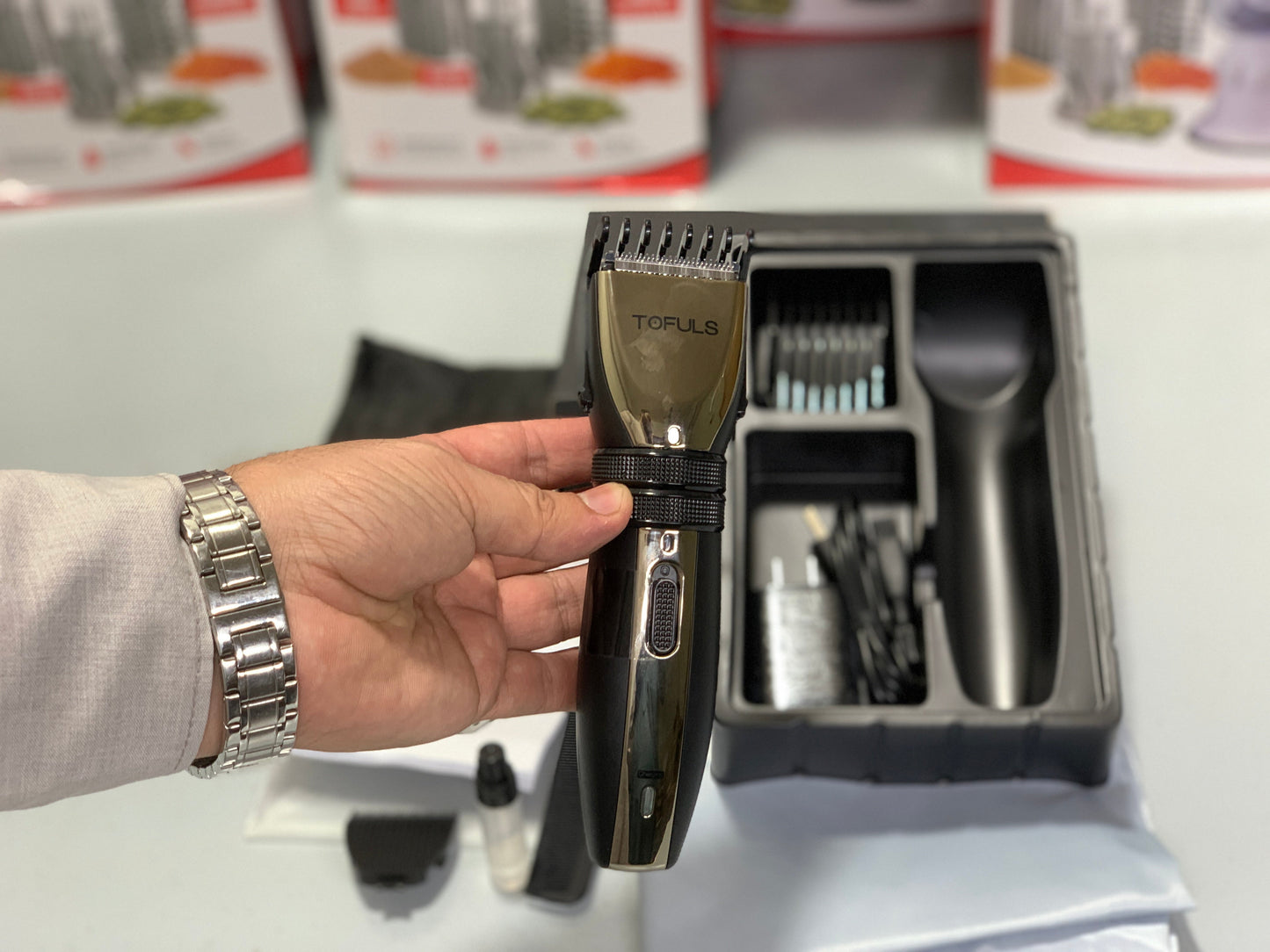 TOFULS Brand Professional Hair Clipper with Essentials Tools