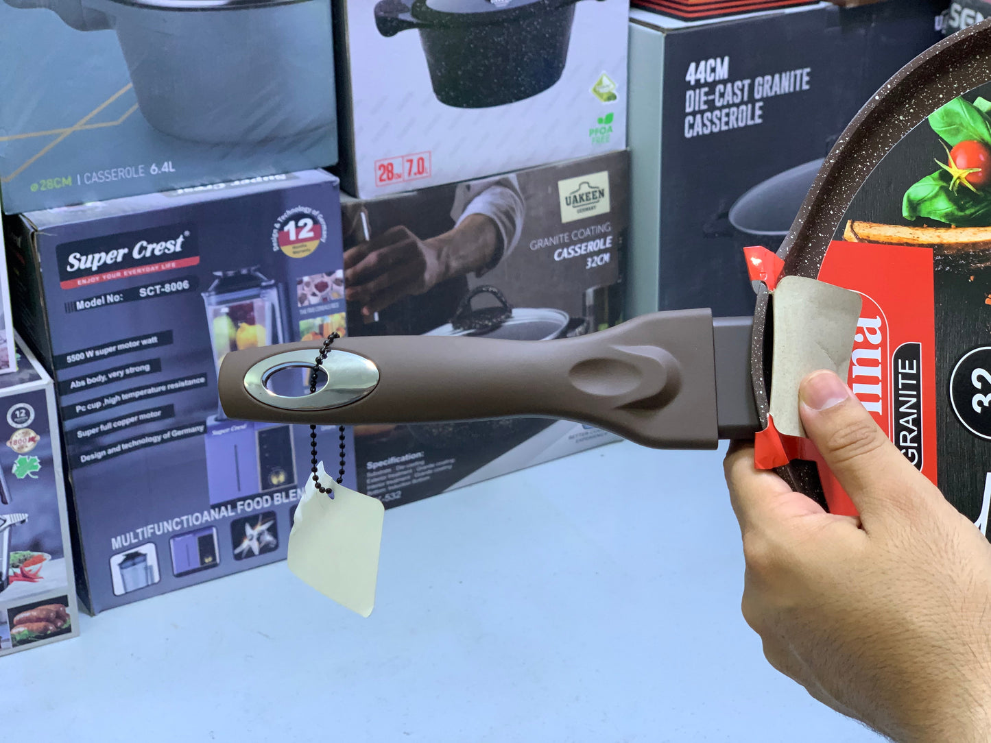 Non Stick Creepy Pans  - Pizza Pan and Tawa 32cm Granite Coating Color Dark Brown