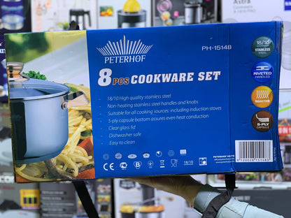 Peterhof 8 Pieces Cookware Set, 18/10 High Quality Stainless Steel