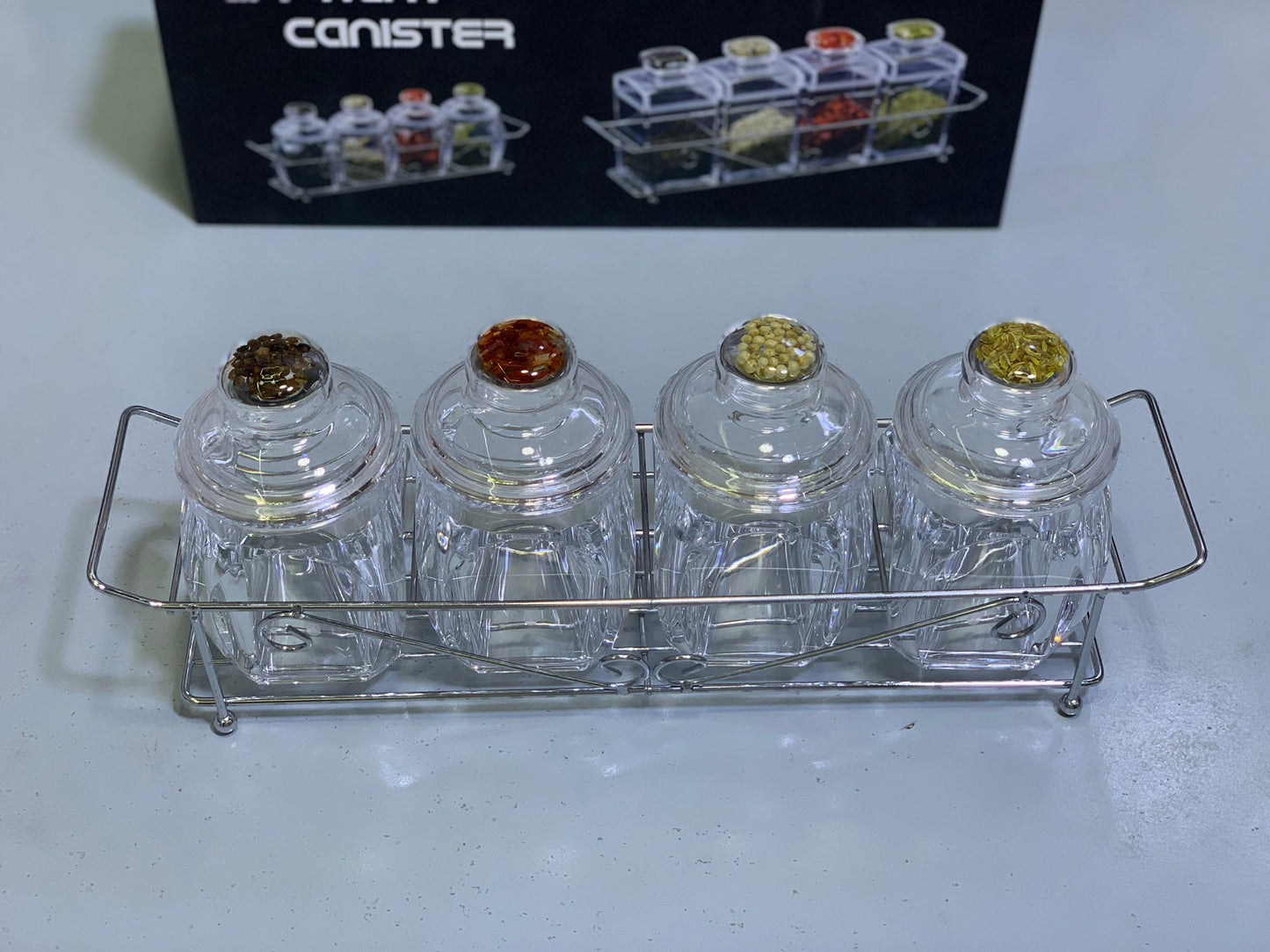 4 Pieces Kitchen Storage Organizer , Spice seasoning 🧂 Tanks , Airtight Kitchen Containers