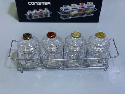 4 Pieces Kitchen Storage Organizer , Spice seasoning 🧂 Tanks , Airtight Kitchen Containers