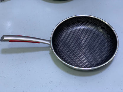Laser Coating Frying Pan Stainless Steel Honeycomb Pattern Skillet without Lid