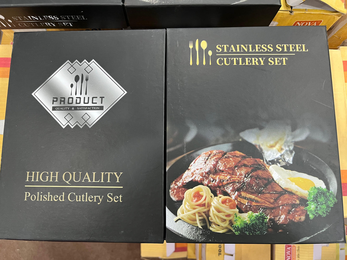 High Quality Polished Cutlery Set Golden and Half Golden Stainless Steel