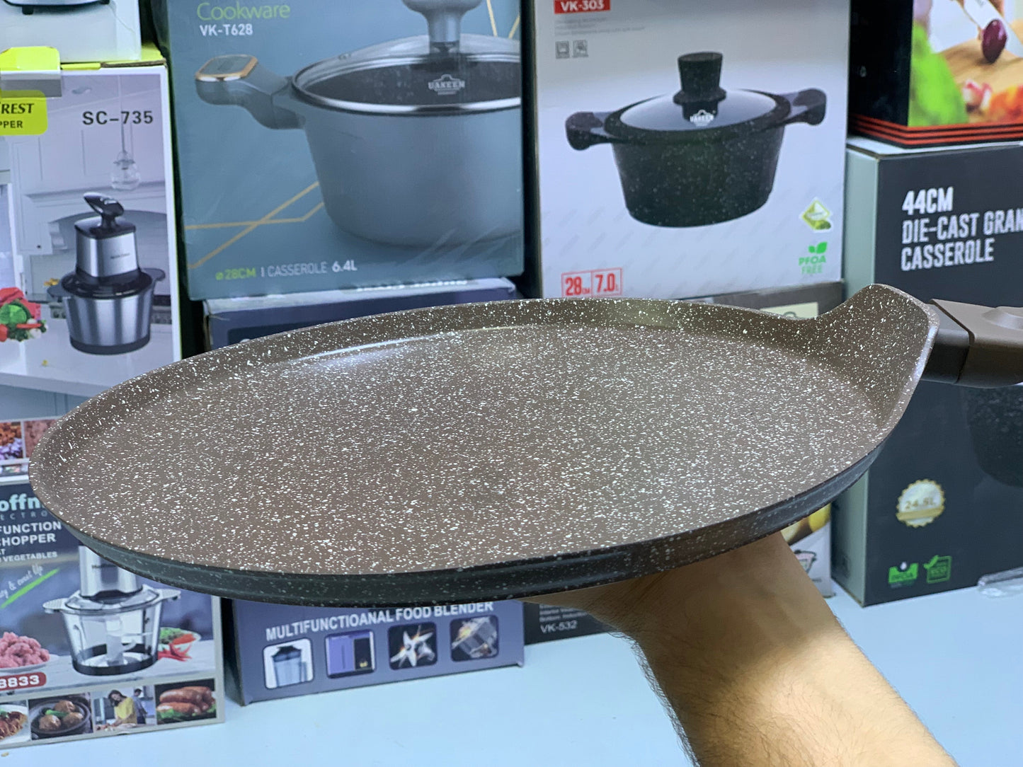 Non Stick Creepy Pans  - Pizza Pan and Tawa 32cm Granite Coating Color Dark Brown