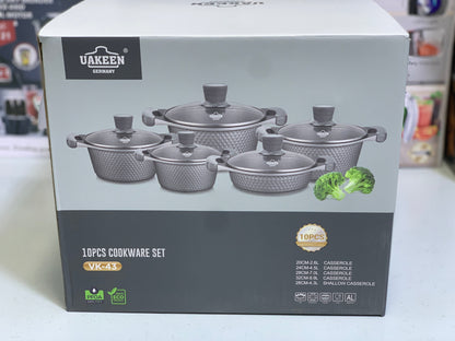 UAKEEN 10 Pieces Cookware Set| Granite Coated Ser